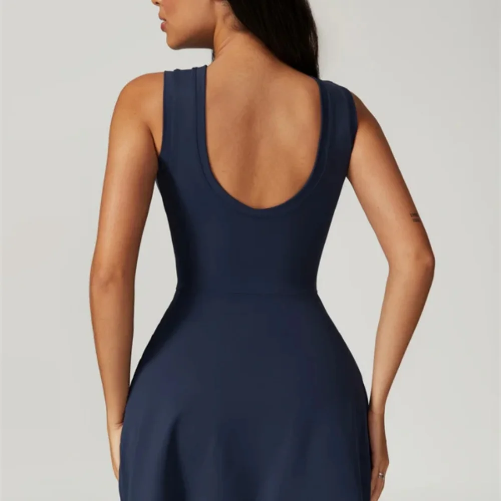 Chic Navy Sleeveless Mini Dress - Picture 2 of 3